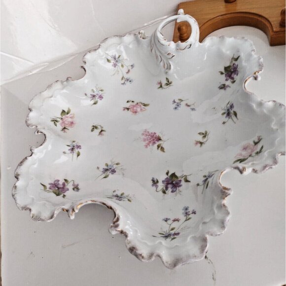 Antique ROSENTHAL MONBIJOU Scalloped Serving Platter Floral 11 3/4" x 10 1/2" - Picture 5 of 13